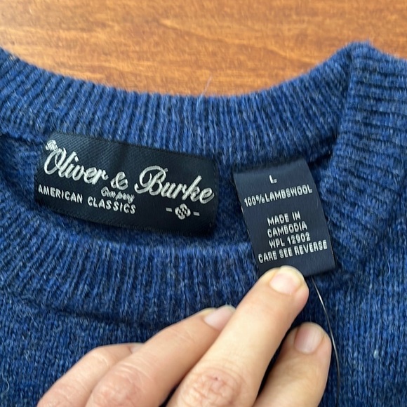NWT Oliver & Burke Long Sleeve Crewneck Pull Over Sweater 100% Lambswool… - Picture 8 of 10